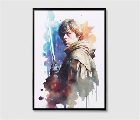 Luke Skywalker Jedi Star Wars Watercolor Art Print, Luke Skywalker Star ...