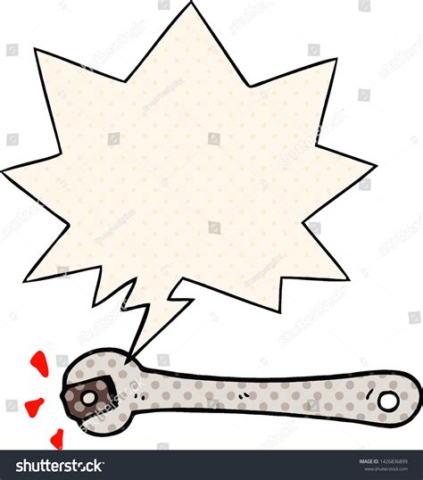 Cartoon Spanner Turning Nut Speech Bubble