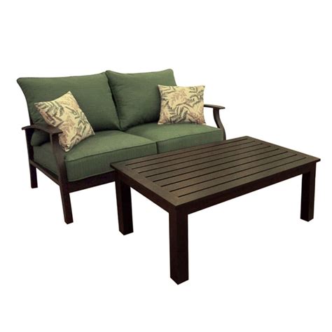 Allen Roth 2 Piece Eastfield Aluminum Patio Loveseat And Coffee Table