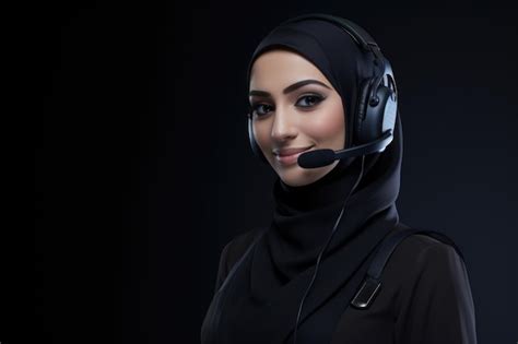 Premium AI Image Muslim Woman As Call Centre Customer Service Isolated