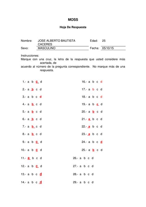 Doc Hoja De Respuestas Moss Dokumentips