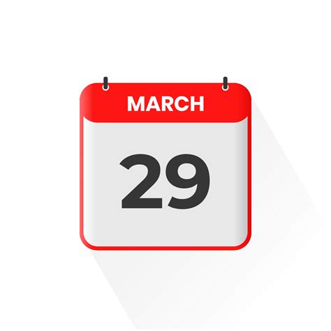 29th March calendar icon. March 29 calendar Date Month icon vector ...