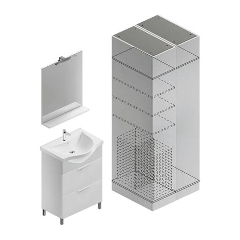 Mobile Lavanderia Con Cesto Portabiancheria Con Lavabo Incluso Bianco