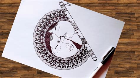 How To Draw Radha Krishna Mandala Art Mandala Art For Beginners Radha