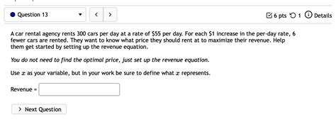 Solved A car rental agency rents 300 cars per day at a rate | Chegg.com