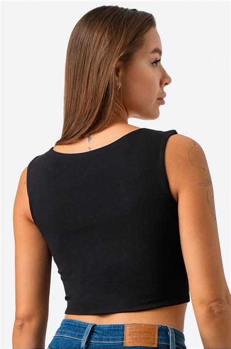 Женский кроп-топ Happyfox 6694162 черный купить оптом в HappyWear.ru