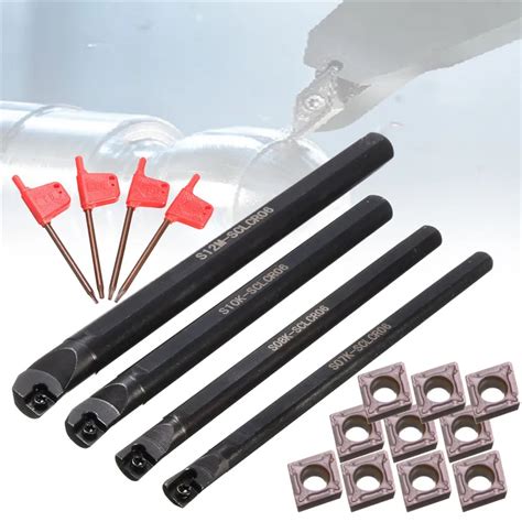 4 Set 7 8 10 12mm SCLCR06 Lathe Boring Bar Turning Tool Holder With