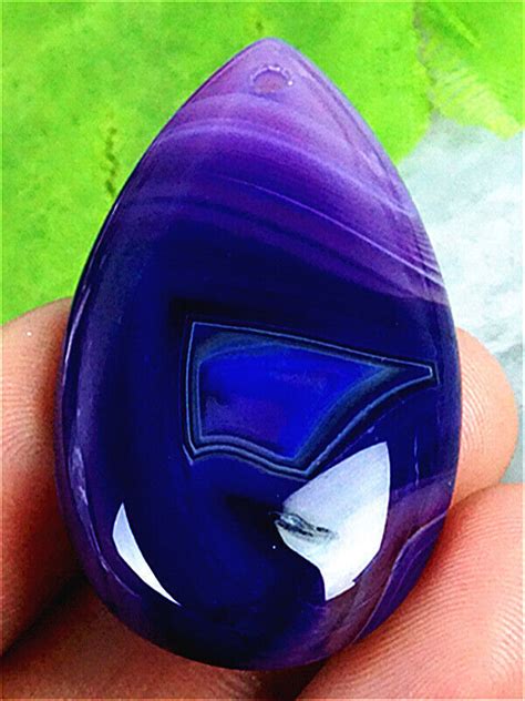 GV14668 42x23x7mm Purple White Stripes Agate Teardrop Pendant Bead EBay