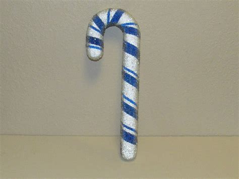 Ice Coated Styrofoam Candy Cane Blue And White 13 38 Etsy