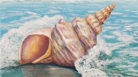 Seashell Beach Wave Acrylic Painting Live Tutorial Youtube