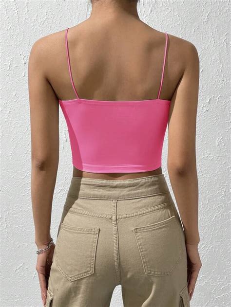 Shein Ezwear Solid Crop Cami Top Shein