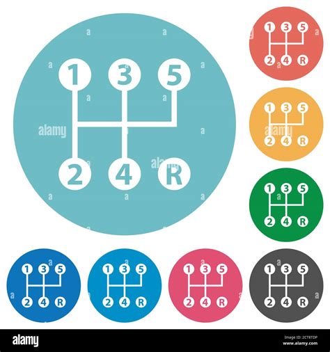 Iconos Blancos Planos Del Cambio De Marchas Manual De Cinco Velocidades