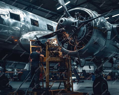 Premium Photo Aircraft Maintenance And System Check In Hangar For