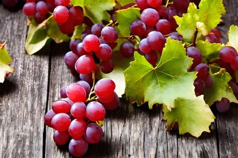 Premium AI Image | Red grapes on a rustic table