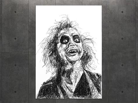 Beetlejuice Black And White Art Print A4 Horror Movie Wall Etsy