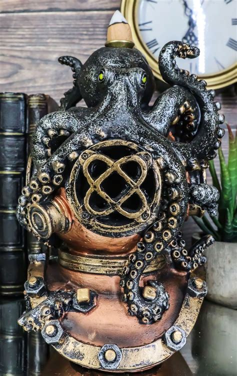 Ocean Marine Octopus Kraken On Steampunk Divers Helmet Incense Cone