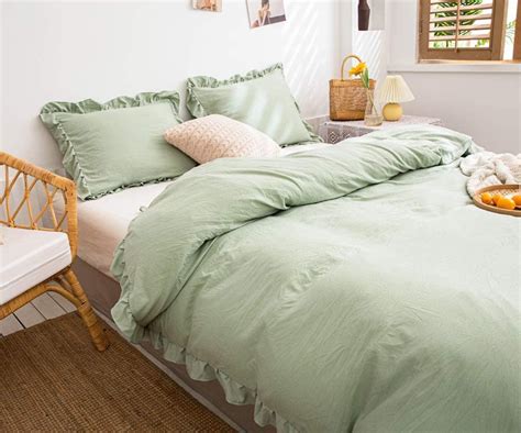 Handmade Sage Green Ruffled Duvet Cover Ruffled Duvet Cover Etsy