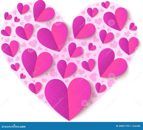 Pink Cutout Paper Vector Hearts Stock Vector Illustration Of Card