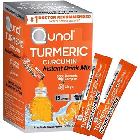 Amazon Qunol Turmeric Curcumin Instant Drink Mix Powder Packets