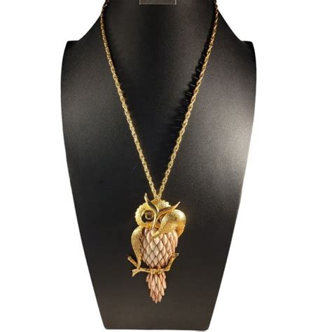 Razza Jewelry Razza Shy Owl Pendant Necklace Gold Chain Carved Body