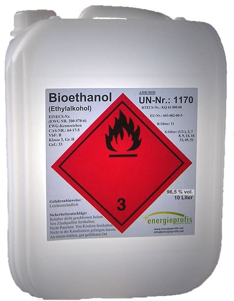 90 Liter Kamin Bioethanol 96,6% in Kanistern VERSANDKOSTENFREI ...