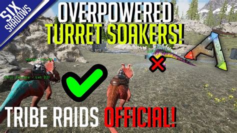 OVERPOWERED TURRET SOAKING DINO Tribe Raids Official PvP Ark