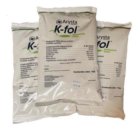 K Fol 3 Kg Fertilizante Foliar Alto En Potasio Arysta Upl Meses Sin