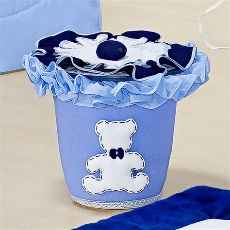 Lixeira Decorada Urso Rei Azul Essencial Enxovais