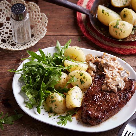 Rump Steak With Mushroom Sauce And Baby Potatoes Recipe Australian