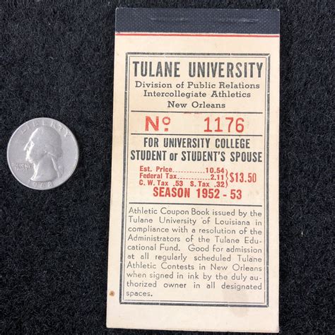 1952 53 Tulane Green Wave Football Ticket Booklet Rare Ebay