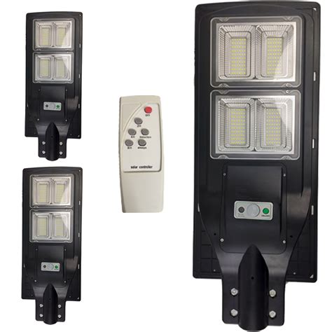 Luminaria Solar 240w Led Poste 3 Unidades Rua Sensor Controle Refletor