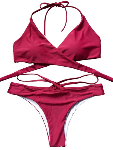 Double Side Crossover Bikini Swimwear RED S Summer Swimwear Swimwear