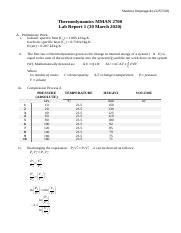 MMAN 2700 Report 1 Docx Shathria Ompragash Z5257550 Thermodynamics