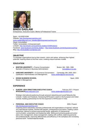 Bindu Dadlani Cv English Pdf