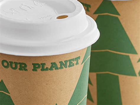 EcoChoice 20 Oz Kraft Tree Print Hot Cup And Sugarcane Lid 50 Pack