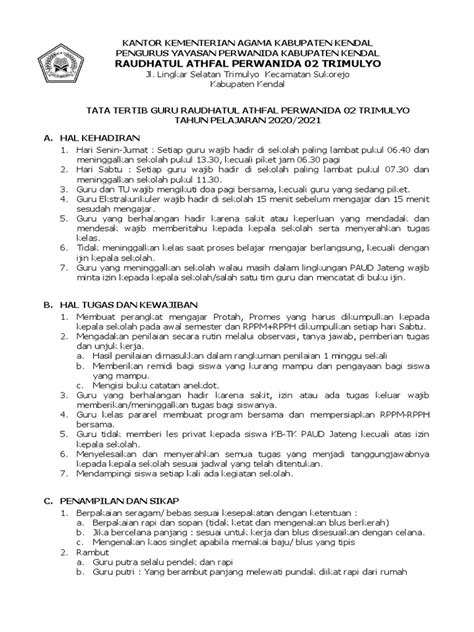 Contoh Tata Tertib Guru Ra Sukorejo Pdf