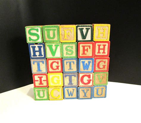 25 Vintage Wooden Alphabet Blocks, Alphabet Wood Blocks 1 1/4 Inches ...