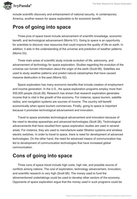 The Main Reasons For Space Exploration 920 Words Essay Example