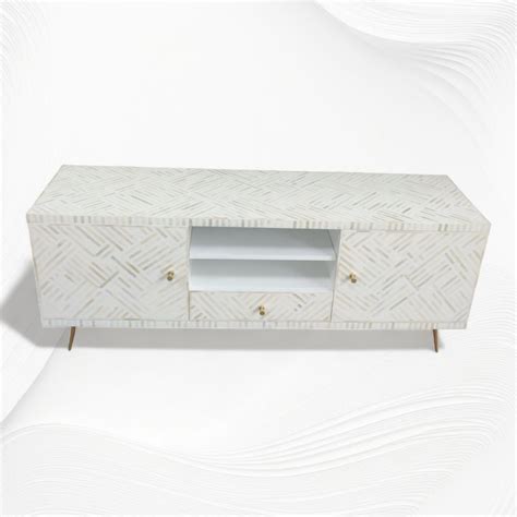 Madeline Bone Inlay Media Cabinet White Luxuryhandicrafts