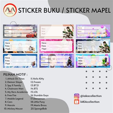 Harga Sticker Nama Buku Sekolah Terbaru Mei Biggo Indonesia