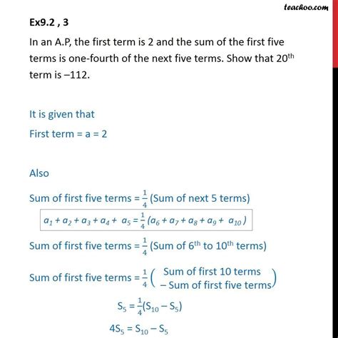 Question 3 In AP First Term Is 2 Sum Of First Five Terms Is