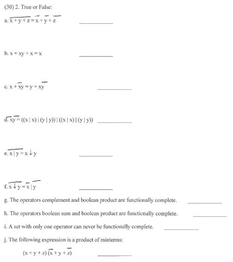 Solved 30 2 True Or False A X Y Z X Y Z B X Xy X X