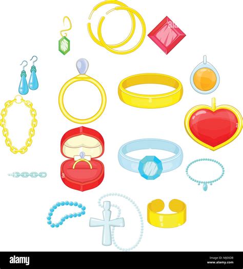 Jewelry Items Icons Set Cartoon Style Stock Vector Image Art Alamy