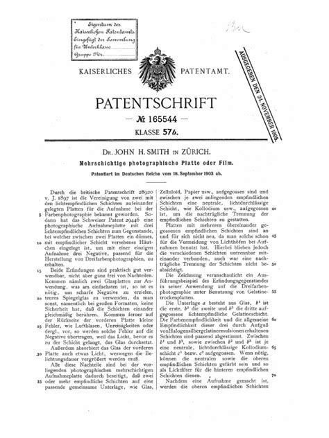 JohnHSmith Patent DE000000165544A All Pages | PDF