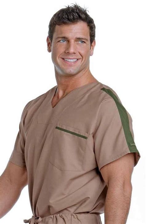 Mens Contrast V Neck Scrub Top Long Sleeve Tshirt Men Men Scrubs