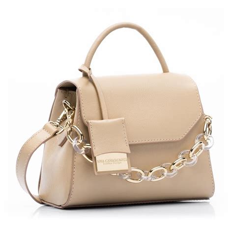 Bolsa Couro Leg Timo Ba Corrente Nude Areia Bege