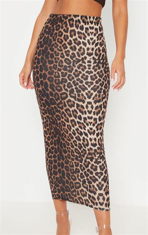 Leopard Print Printed Maxi Skirt Skirts Prettylittlething Usa