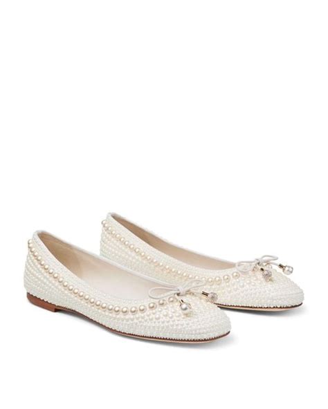 Jimmy Choo Embellished Elme Ballet Flats In Natural Lyst