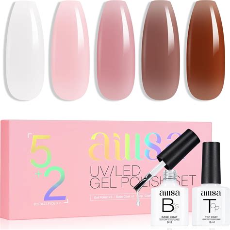 Amazon Aillsa Nude Pink Gel Nail Polish Set Milky White Jelly