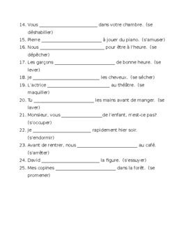 Verbes R Fl Chis French Reflexive Verbs Pass Compos Worksheet